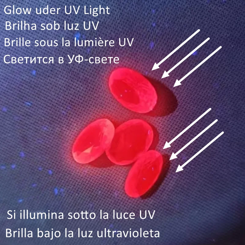 Boxed Pink Ruby Glows Under UV Light Oval Faceted Cut Mohs Hardness Gems for Jewelry Making/Collection/Display Precious Stone