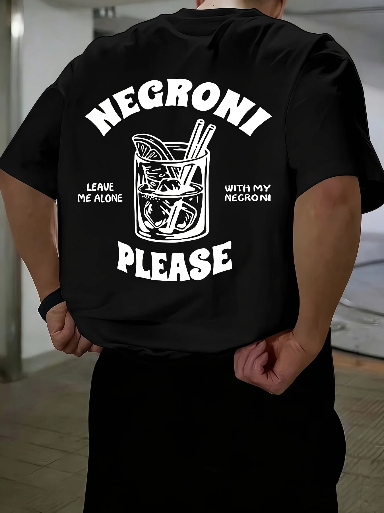 Summer Men's Pure Cotton Vintage Cocktail Pattern Print Tshirt Casual Stylish Loose and Breathable Suitable for Everyday Wear