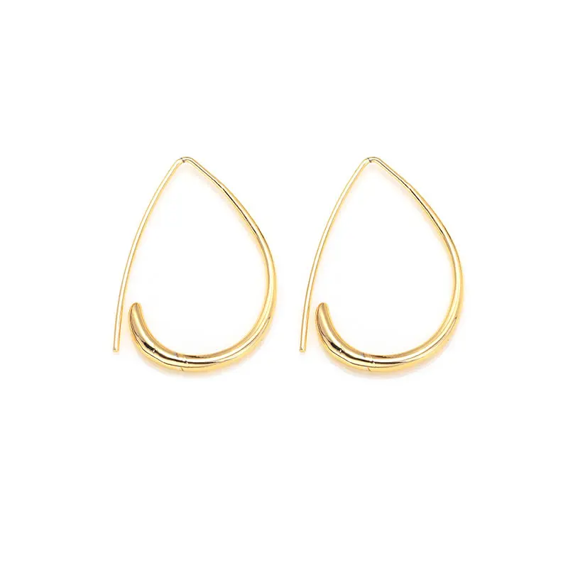 4PCS 25x36MM 30x53MM 24K Gold Color Brass with Half Hole Pin Drop Shape Earring Hooks High Quality Jewelry Accessories