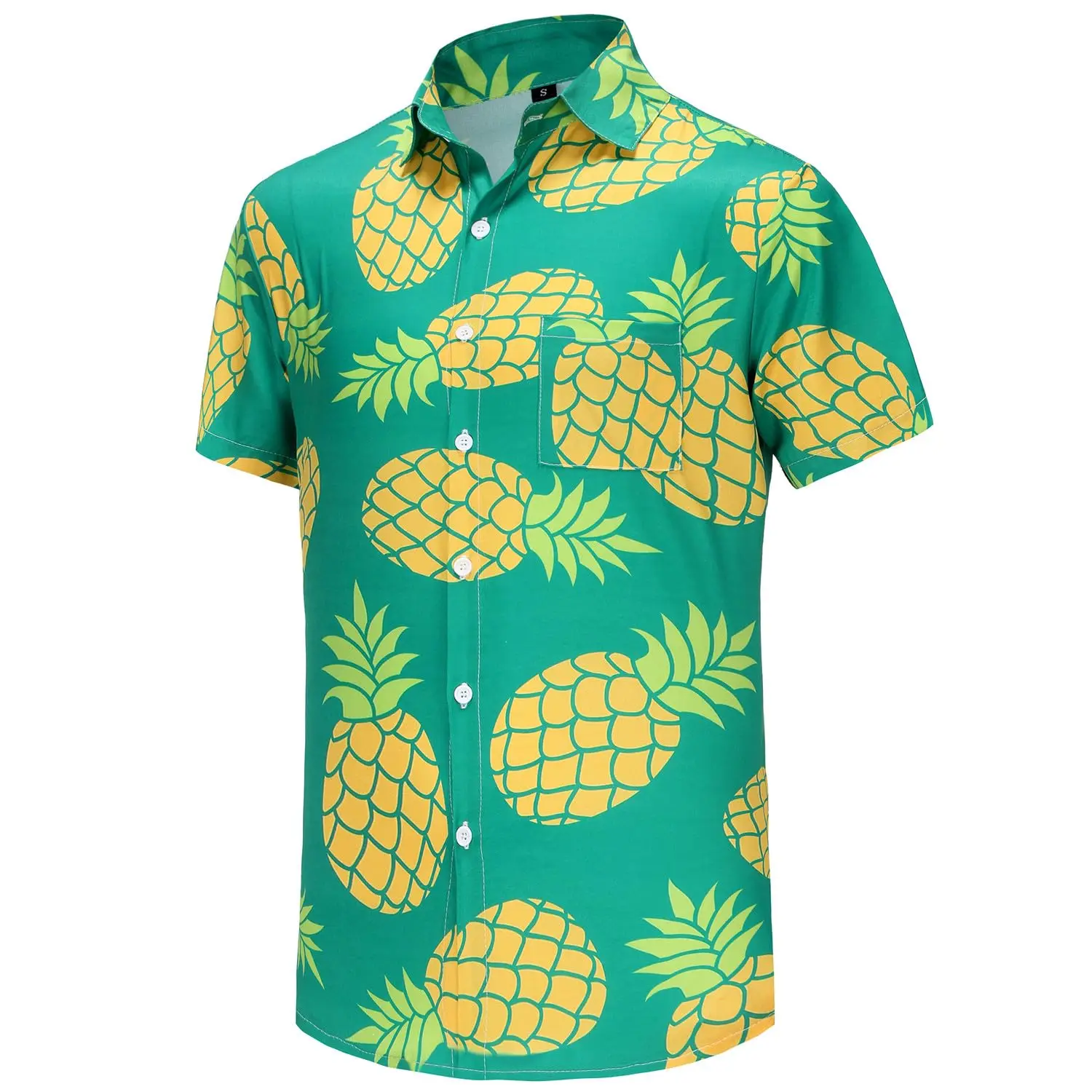 HX Fashion Mens Shirts Hawaiian Pineapple Printed Short Sleeve Shirt for Men Beach Shirts Tropical Vacation Shirts Dropshipping