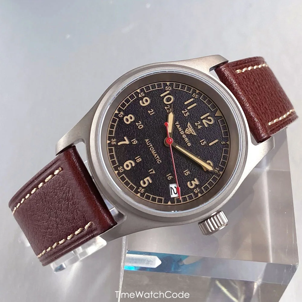 Relógio personalizado titânio nh35a relógio automático para homens relógios piloto 36mm 200m à prova dwaterproof água safira cristal data personalizar