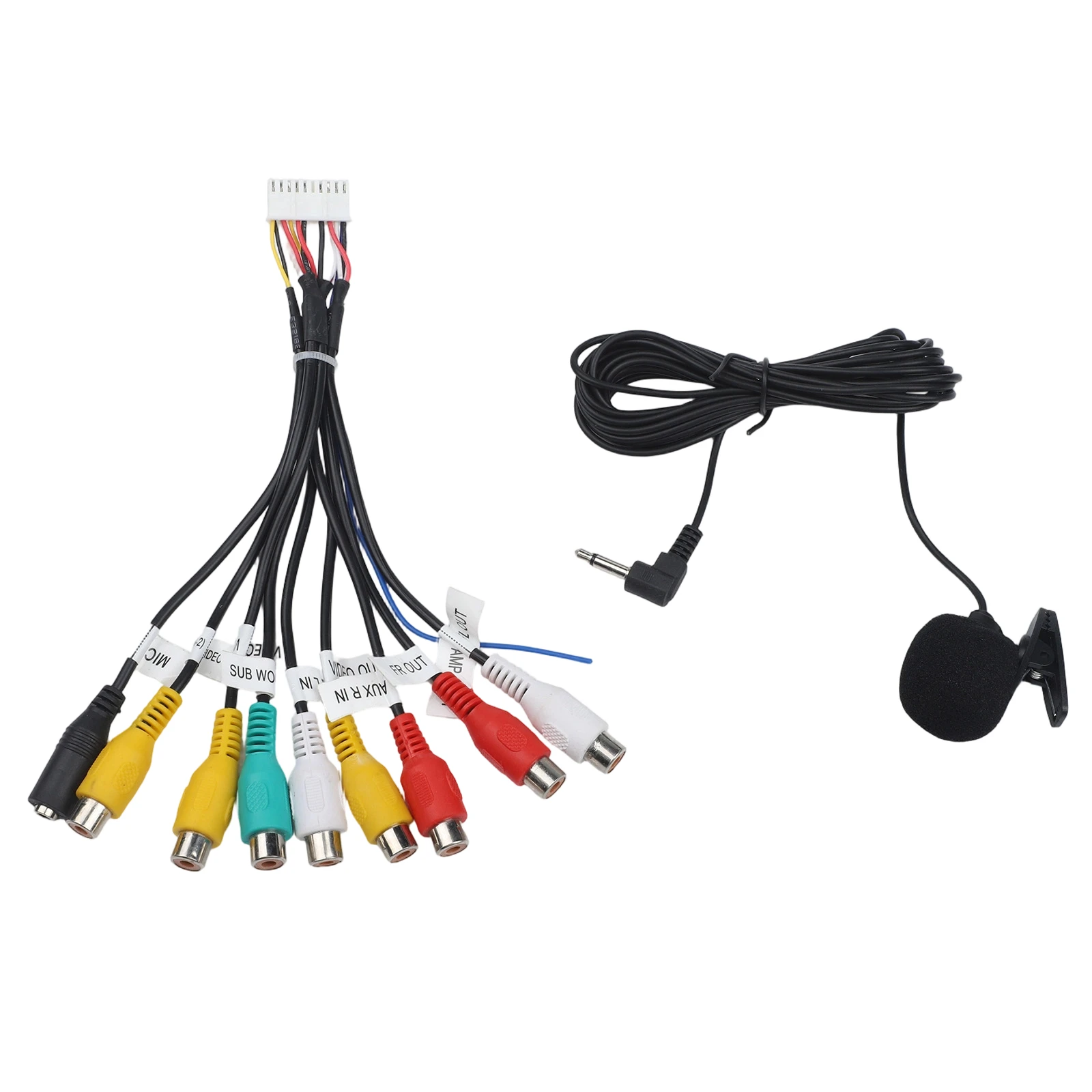Car Auxiliary Adapter Stereo-Aux Adapter Cable With Microphone For RCA Output For Car Radio Audio Cable Adapter Auto Accessories