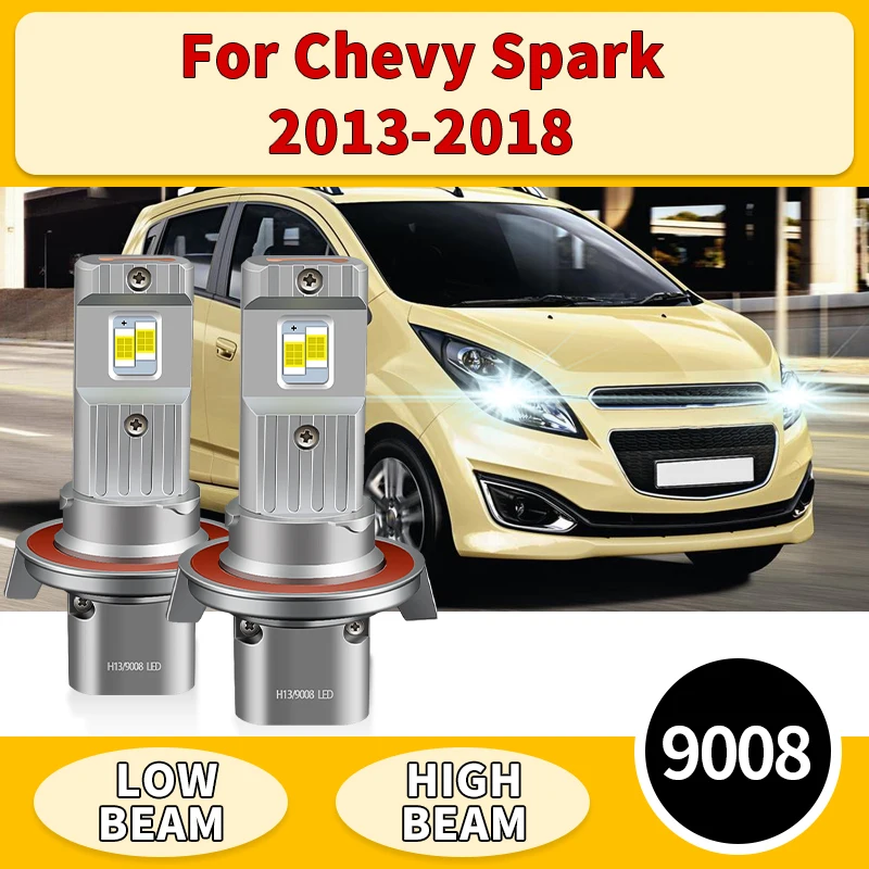 

2PCS 30000LM H13 LED Canbus 9008 LED Headlight Bulbs 60W No Error For Chevy Spark 2013 2014 2015-2018 Hi/Lo Beam LED Head Lamp