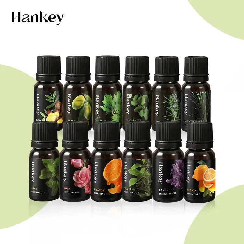 12 Flavors 10ml Essential Oils for Aroma Diffuser Air Humidifier Home Water-soluble Lavender Vanilla Orange Olive Fragrance Oil