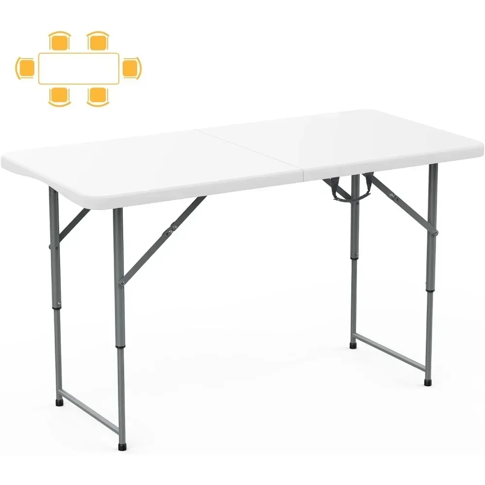 

Outdoor TablesPatio Table, Folding Picnic Table 4/6/8 Foot Adjustable Height with Handle, Utility Craft Sewing Outdoor Tables