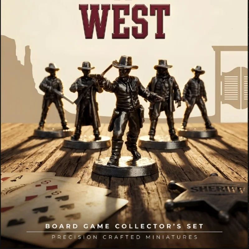 Classic Wild West Duel Scene Sheriff & Bandit Metal Figures, Office Desk Ornaments Cowboys Collection, Gift for Wars Hobbyist