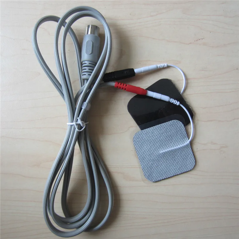 10sets/lot Electrode Micro Current Self-Stick Pads with Cables For TENS Electric Stimulation Body Massage Machine