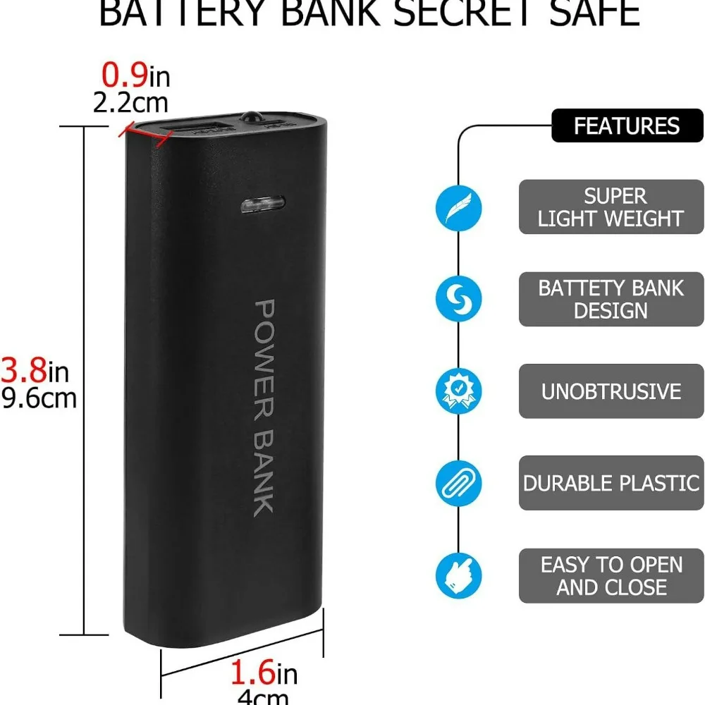 Fake Charger Hidden Storage Box - Secret Safe for Money Jewelry & Pills Portable Travel Organizer for Secure Transfer