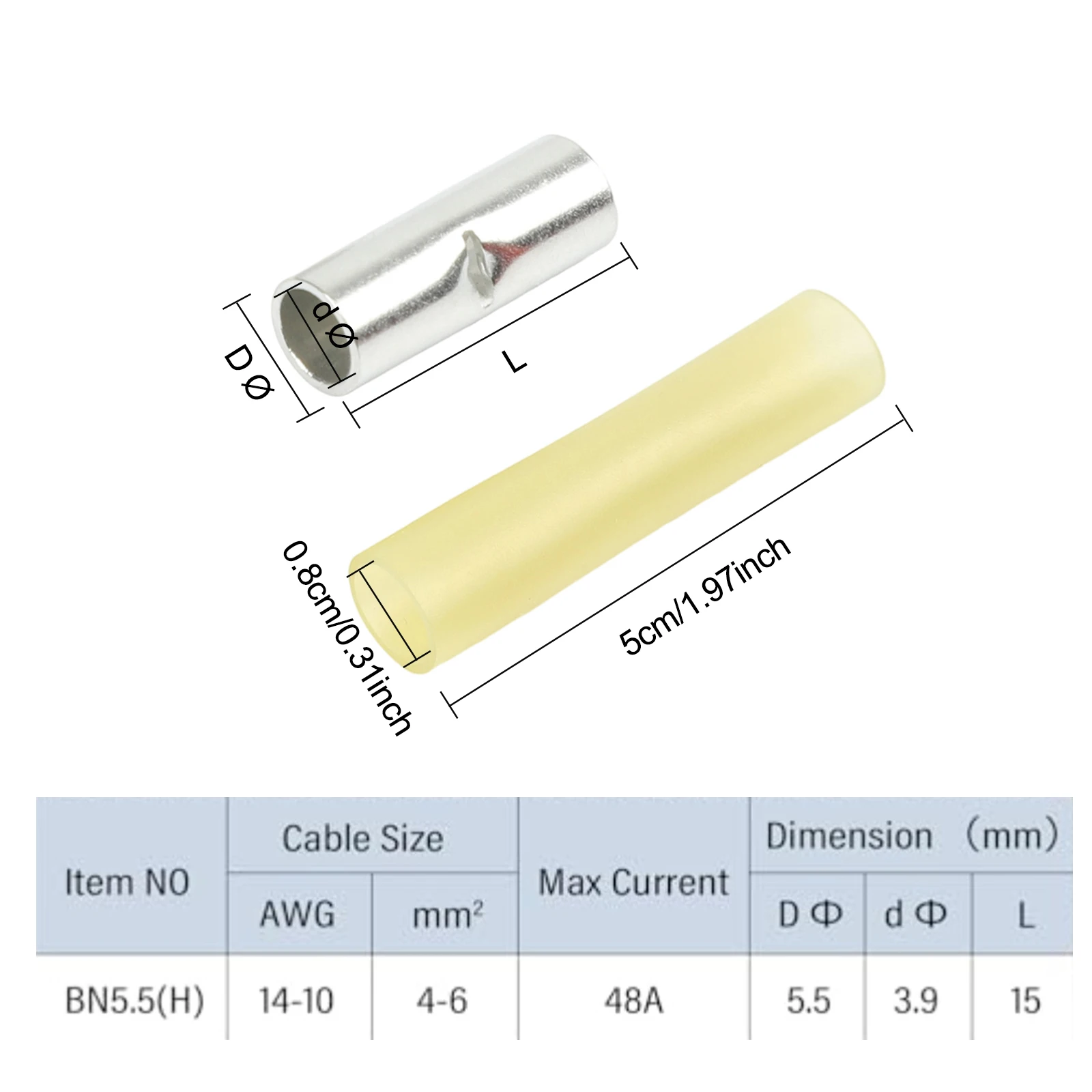 3 Piece Submersible Pump Connector Kit Including Copper Butt Connectors and 10 Heat Shrink Tubes for Standard AWG Wire Sizes