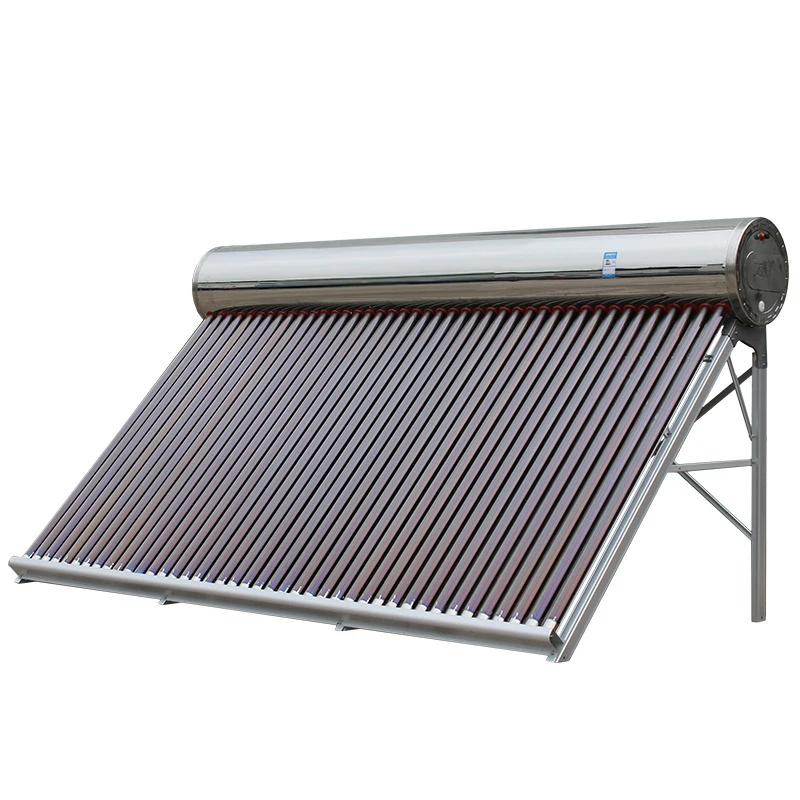 

Солнечный водонагреватель с эвакуированной трубкой - система наружного теплоотборника с вспомогательным резервуаром (емкость 200 л, высокоэффективные вакуумные трубки)