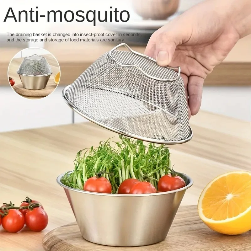 2PCS Stainless Steel Colander Set Fine Mesh Strainer Bowl for Washing Fruit Rice Draining KitchenTool Multi Functional Efficient