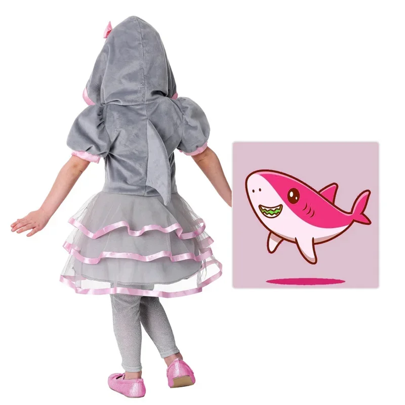 Cosbao Toddler Girl's Sweetie Dress Boy Onesie Children Mascot Hoodie Grey Shark Party Baby Girls Game Play Costume