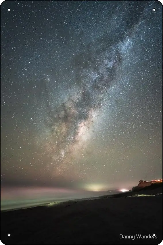 Galaxy Milky Way Photograph of its Full Beaty From The Shore of New Zealand Poster Funny Metal Tin Sign for Home Kitchen Bar Roo