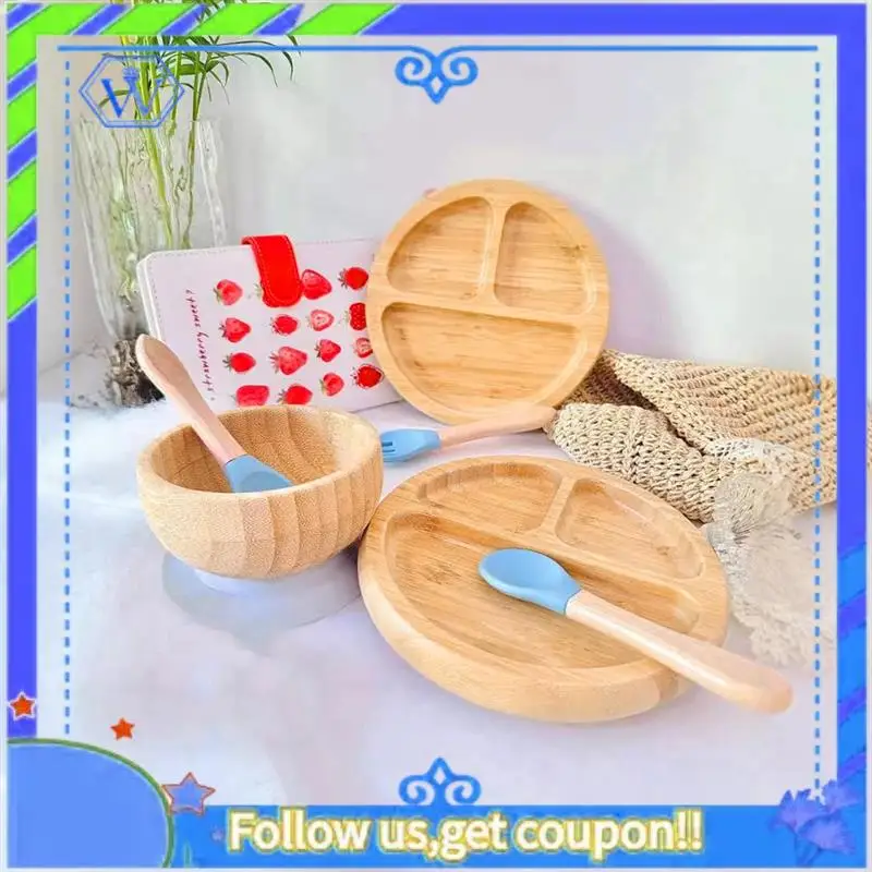 

Easy To Use Bamboo And Silicone Baby Weaning Kit, Suitable For Feeding Kits Over 6 Months, Non-Toxic And Easy To Clean.