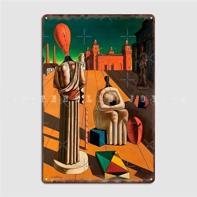 The Disquieting Muses Le Muse Inquietanti 1916 Giorgio De Chirico Metal Sign Design Club Wall Decor Tin Sign Posters