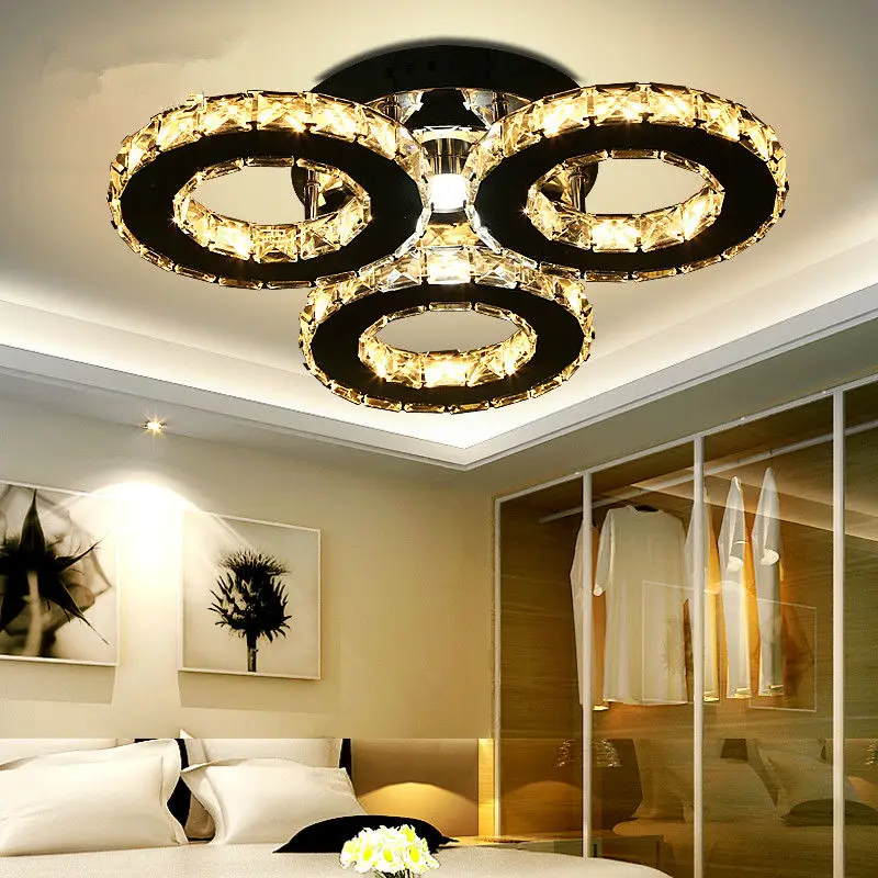 Moder Led Chandelier 3/5 Rings Crystal Ceiling Chandeliers Light Fixture for Bedroom Living Room Lustres Home Deco Luminaria WF