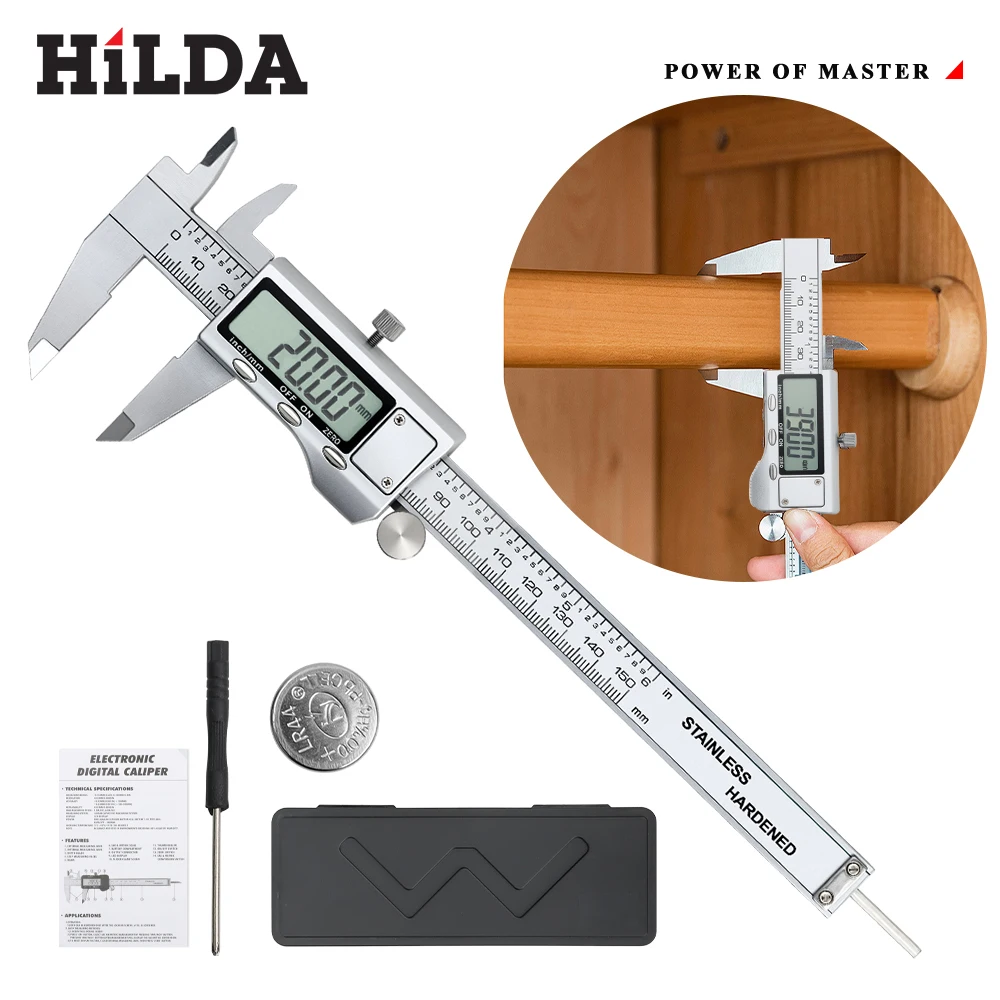 HILDA Electronic Digital Caliper  Measuring Tool  Vernier Calipers   Stainless Steel Digital Caliper 6 