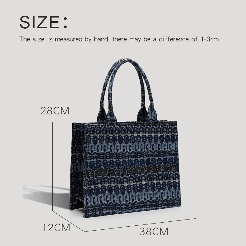 WENCZLY Tote Bag For Women Luxury Designer Handbags And Purse Canvas Letter Embroidery Decoration 2023 New In Crossbody Bags