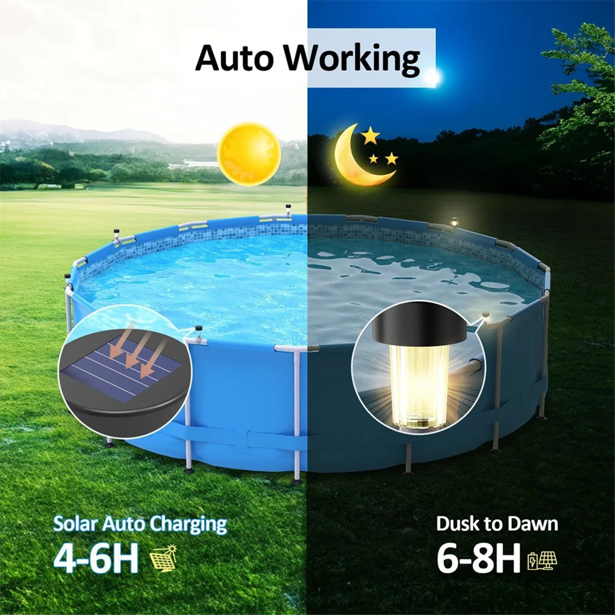 10 confezioni lampada solare a LED luci per piscina impermeabili lampada da giardino per recinzione per piscina all'aperto per cortile