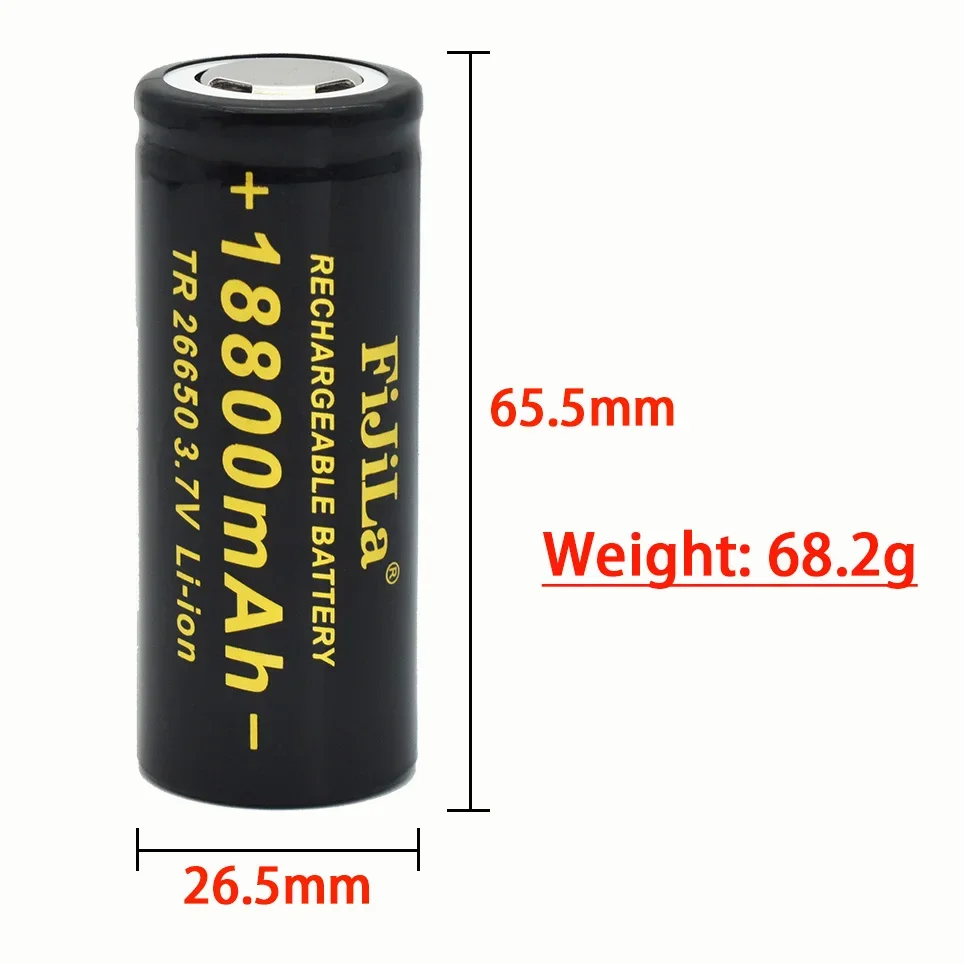 New Original high quality 26650 battery 18800mAh 3.7V 50A lithium ion rechargeable battery for 26650 LED flashlight