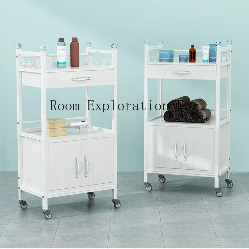 WKST-Carrito de salón de belleza para peluquería, Carrito para manicura, tatuaje, salón de té, Spa, porta uñas, Auxiliar, muebles de salón