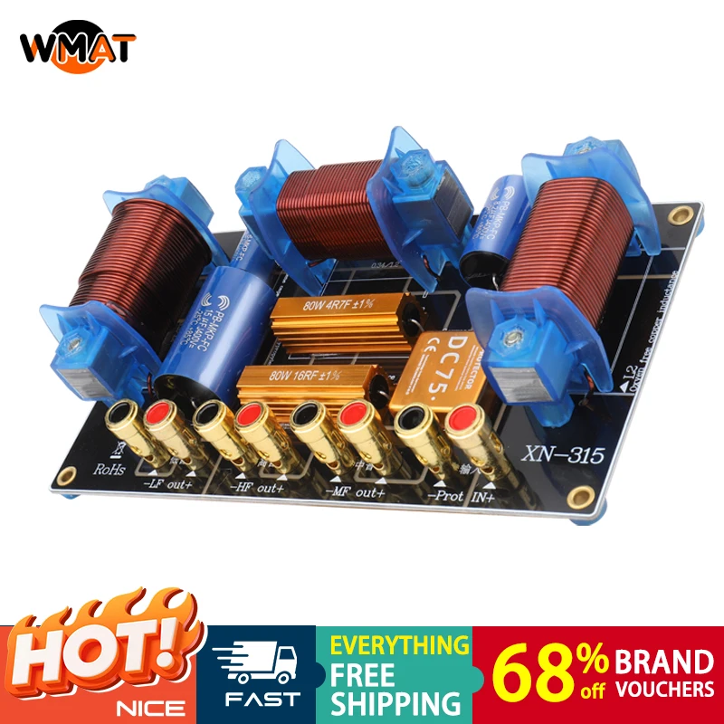 

3 Way Crossover, 2300W High Power for Stage with Tweeter Protector 800/3200Hz Crossover Points, for 12" 15" 18" Passive Speaker