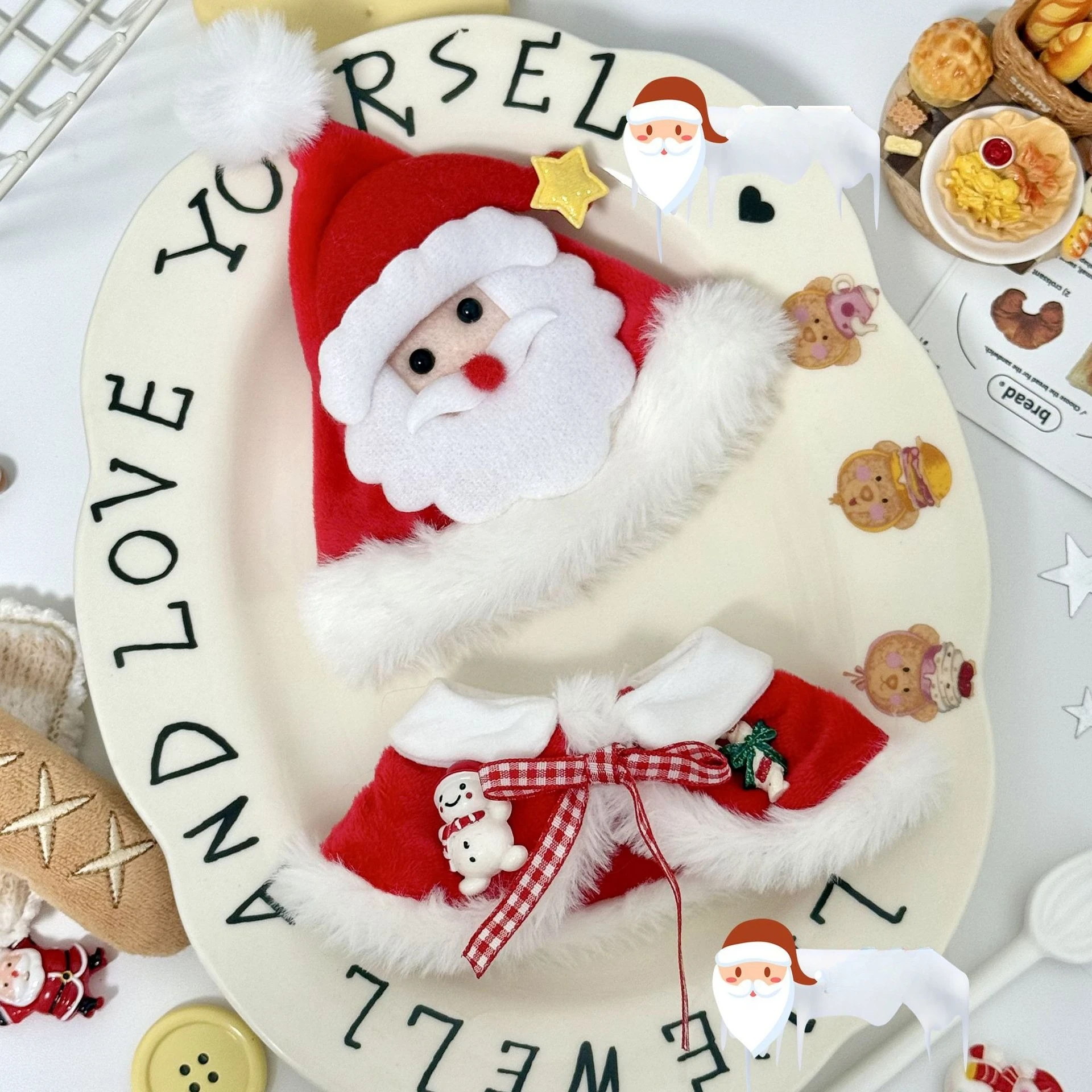 عيد الميلاد سانتا عباءة مجموعة ل Labubu 4.0 لطيف الزنجبيل رجل دمية الملابس ل 10 سنتيمتر Labubu V4 دمى اكسسوارات #6