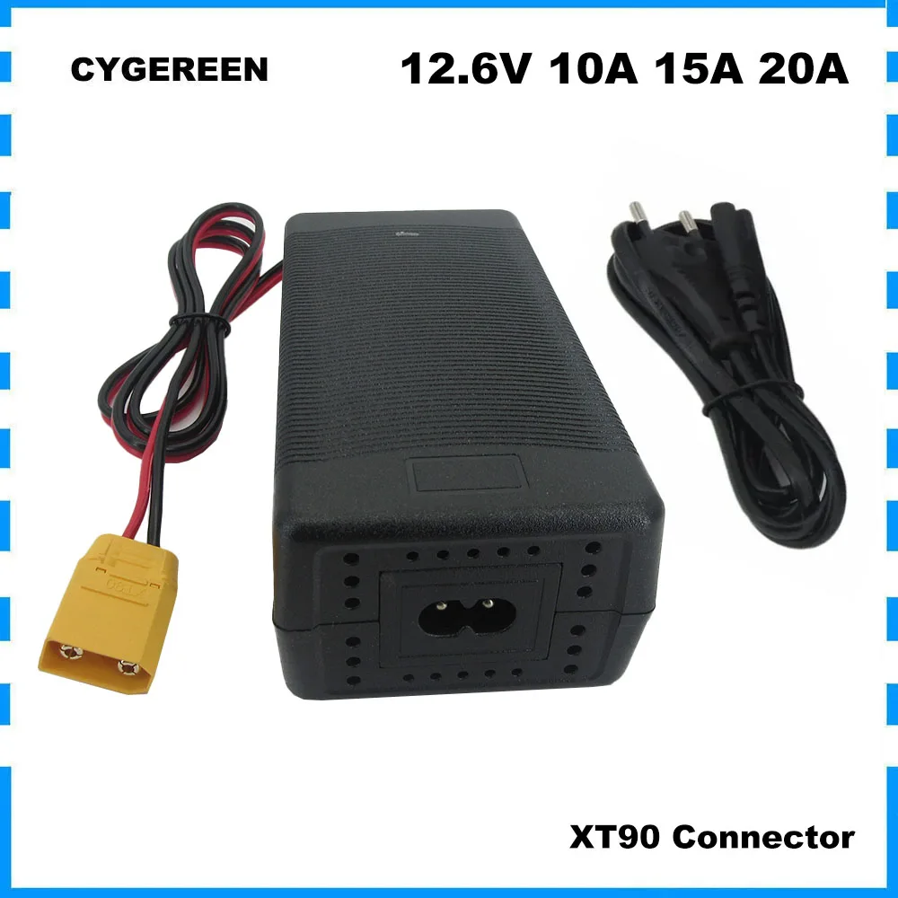 12V 10.8V 11.1V 3S 10A 15A 20A Lithium Fast Charger 12.6V 12 Volt 50AH 100AH 18650 Energy Storage Battery Charger XT90 Connector