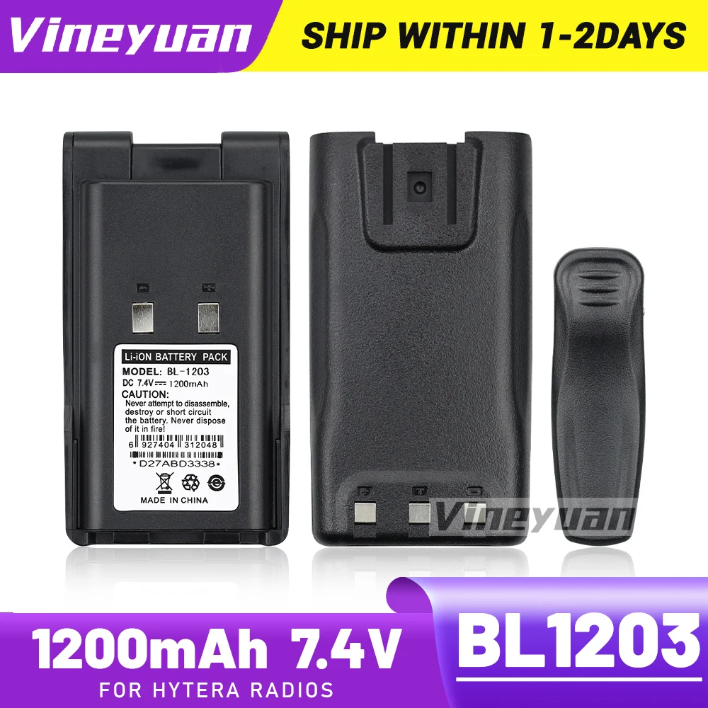 

BL1203 7.4V 1200mAh Li-ion Battery for HYT TC600 TC-600 TC-600U TC-600V Two Way Radio Replacement Battery with Belt Clip