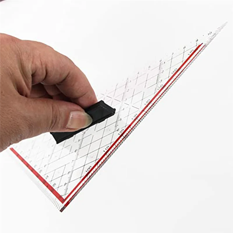 ABEO-30CM Drawing Triangle Ruler Plastic Drawing Design Ruler With Handle Protractor Measurement Ruler