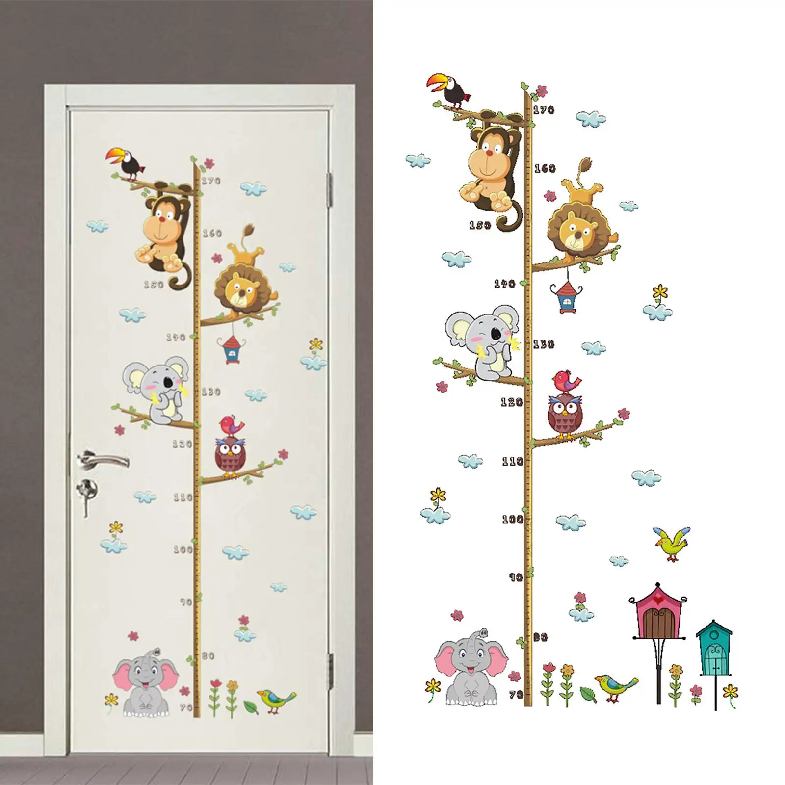 2x Baby Growth Chart Ruler Sticker for Kids, Wall Ruler Measurement Chart