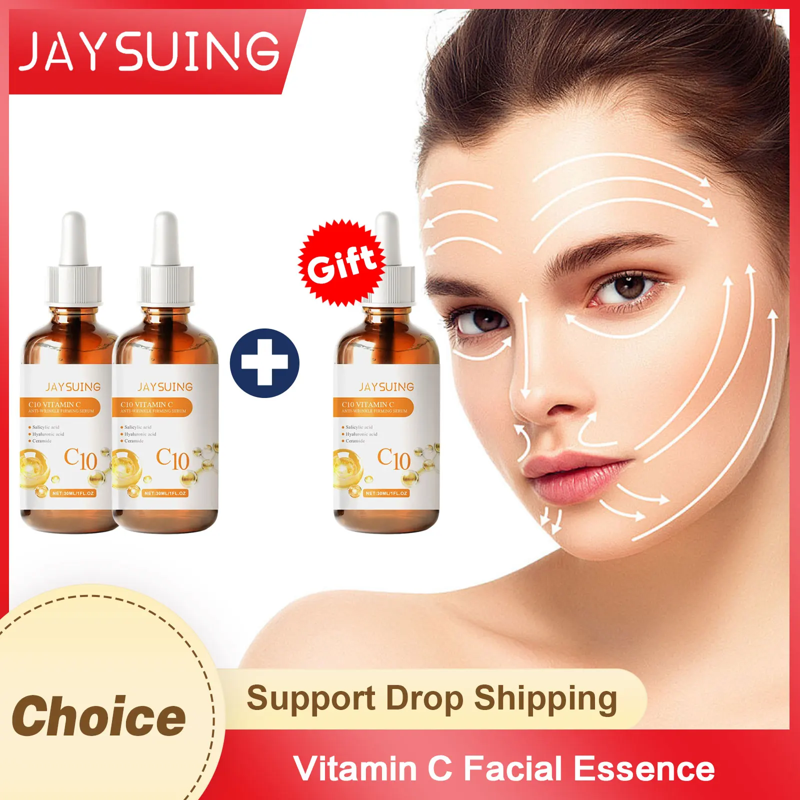 

Vitamin C Facial Essence Hyaluronic Acid Dark Spo-ts Remover Fade Mela-nin Brightn Skin Tone Moisturizing Repair Skin Care Serum