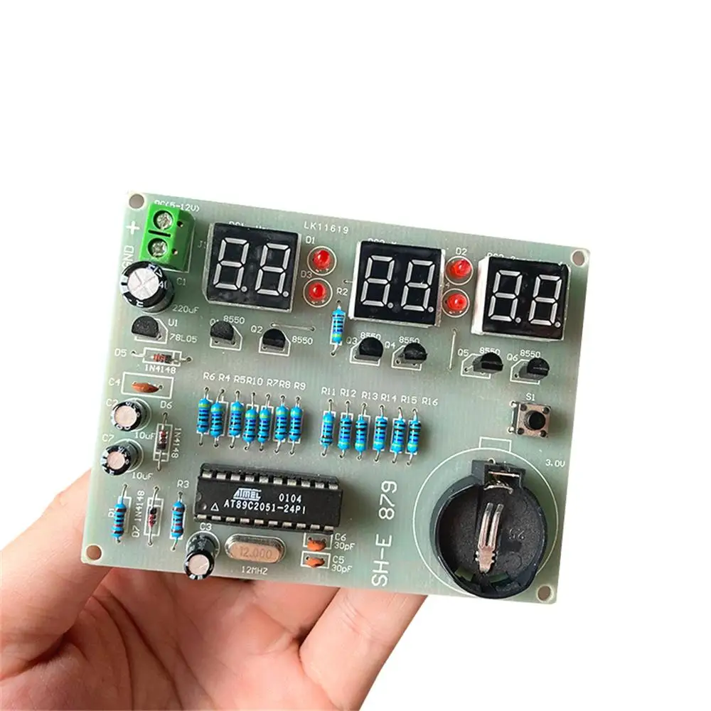 AT89C2051 Digital LED Display 4/6 Bits Electronic Clock Electronic Production Suite DIY Kit 0.56 Inch Red DC 3-5V/DC 9V-12V