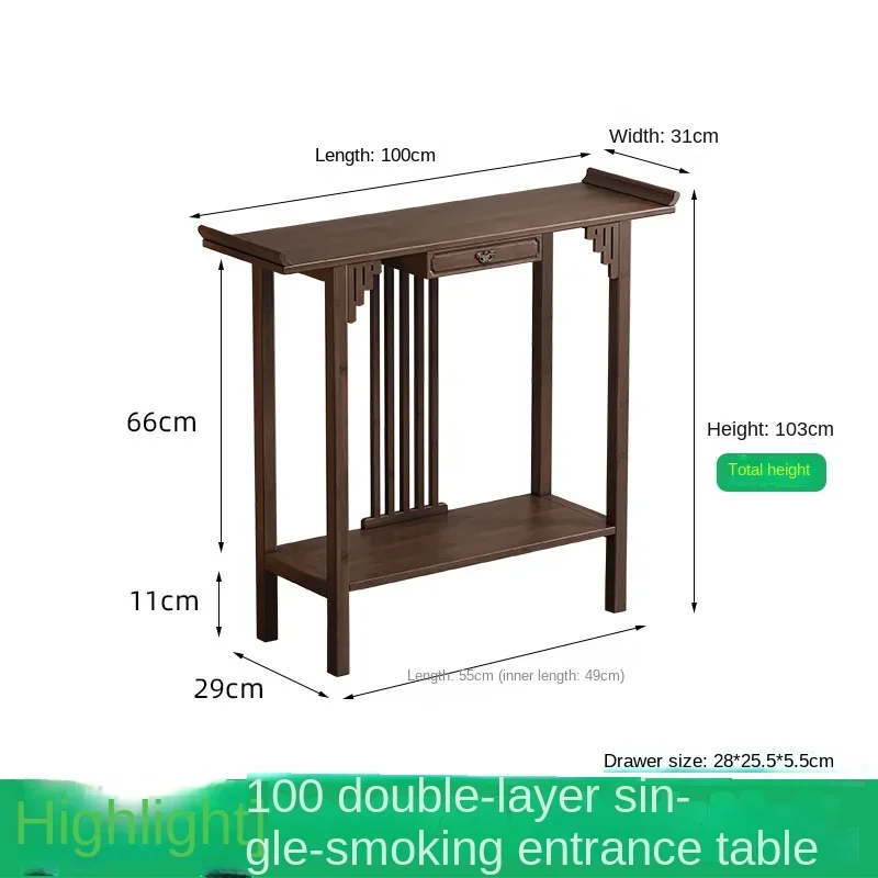 Nieuwe Chinese stijl offertafel voor de God of Wealth, bamboe en massief houten entreekast, moderne woonkamer Boeddhistische nich