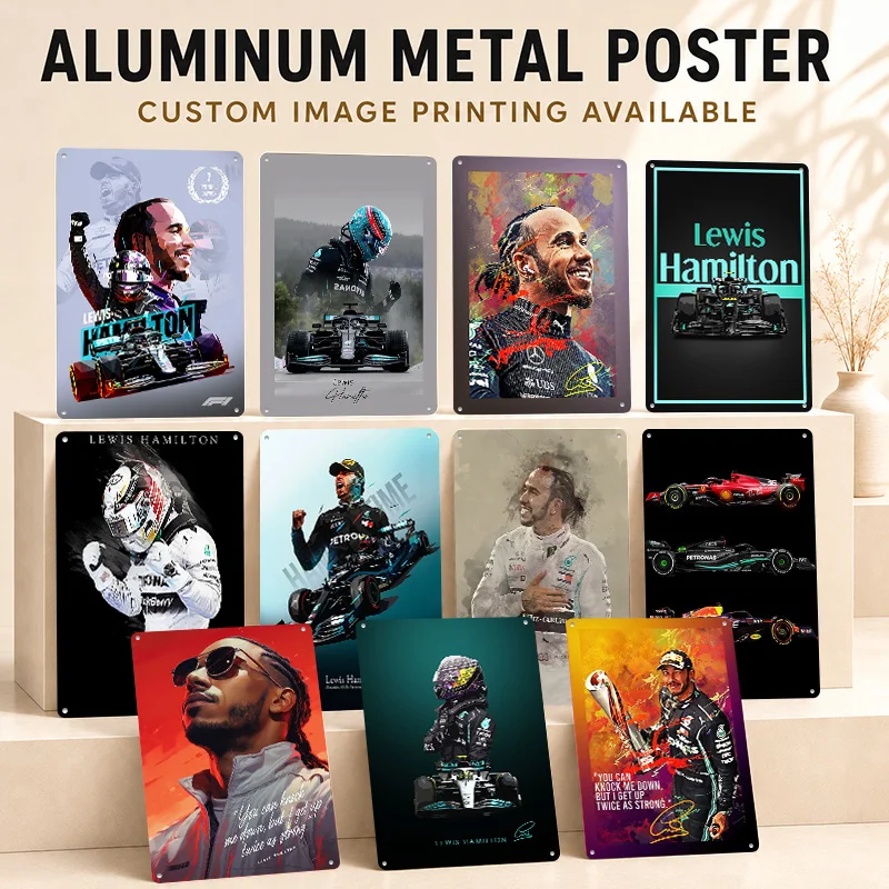 Lewis Hamilton Printed Posters Personalized Metal Sign Premium Powerful Speed Icon Wall Art For Garage Office And Racing Fans