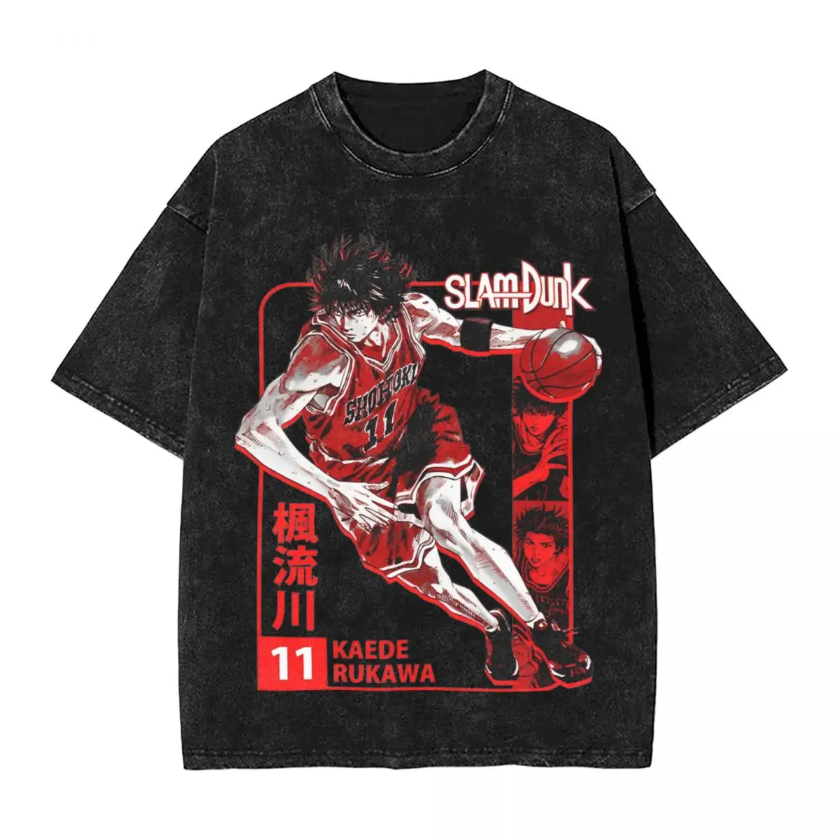 Washed T Shirt Rukawa Slam Dunk Hip Hop Vintage T-Shirt Oversize Streetwear Short Sleeve Summer Tops Tee Shirt for Men Women