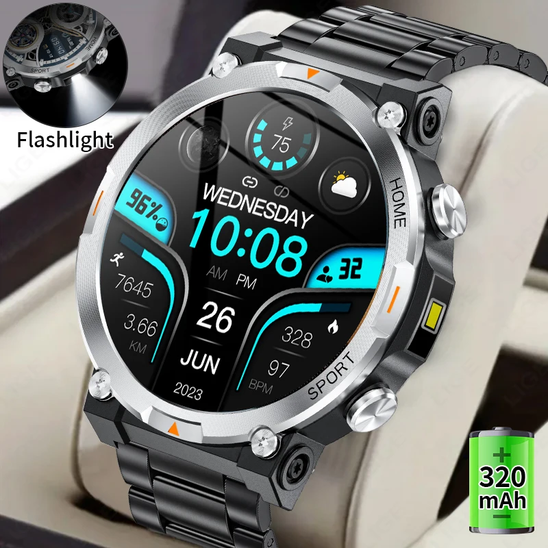 Nuevo reloj inteligente para hombres 1,43 pulgadas 466*466 HD pantalla táctil Monitor de ritmo cardíaco BT llamada Smartwatch deporte grabación de calorías reloj de Fitness