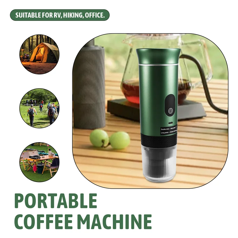 ABLEポータブルコーヒーマシン、アップグレードスマートデジタルディスプレイ搭載、アメリカンイタリアンカプセル抽出式、アウトドアコーヒーマシン
