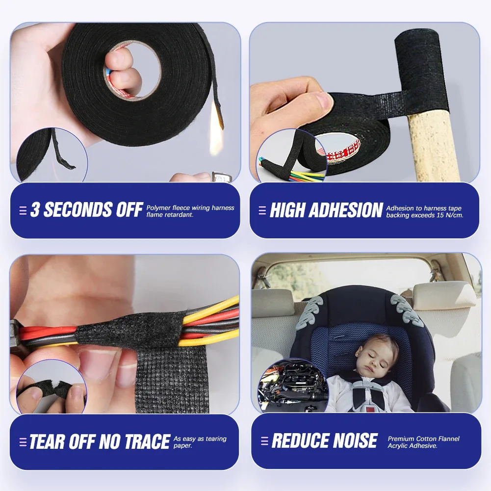Nastro elettrico Nastro per imbracatura resistente al calore Nastro isolante in tessuto automobilistico Nastro adesivo impermeabile resistente al rumore