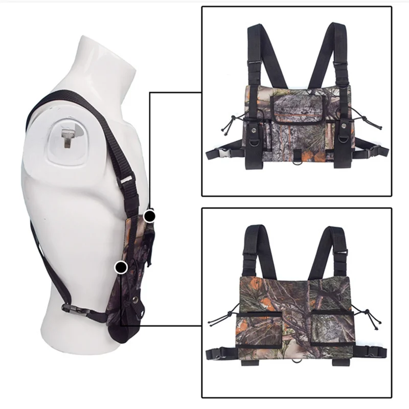 

Harness Chest Front Pack Pouch Holster Vest Rig Radio Harness Chest Rig Camouflage Wireless Pager Vest