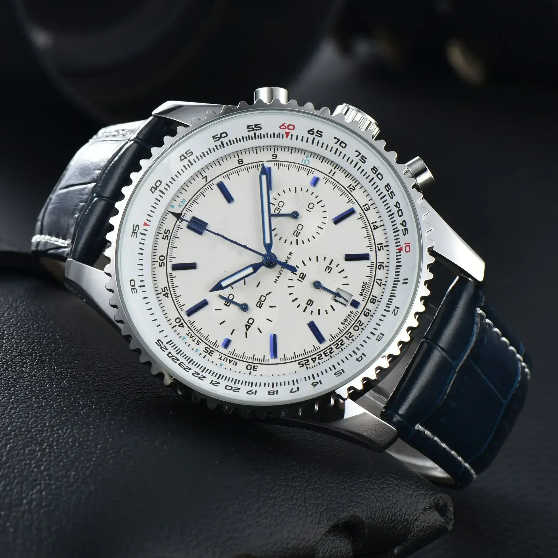 2025 Роскошные мужские автоматические часы 45 мм с сапфировым стеклом 100 м водонепроницаемый хронограф из нержавеющей стали с дисплеем даты в стиле ретро