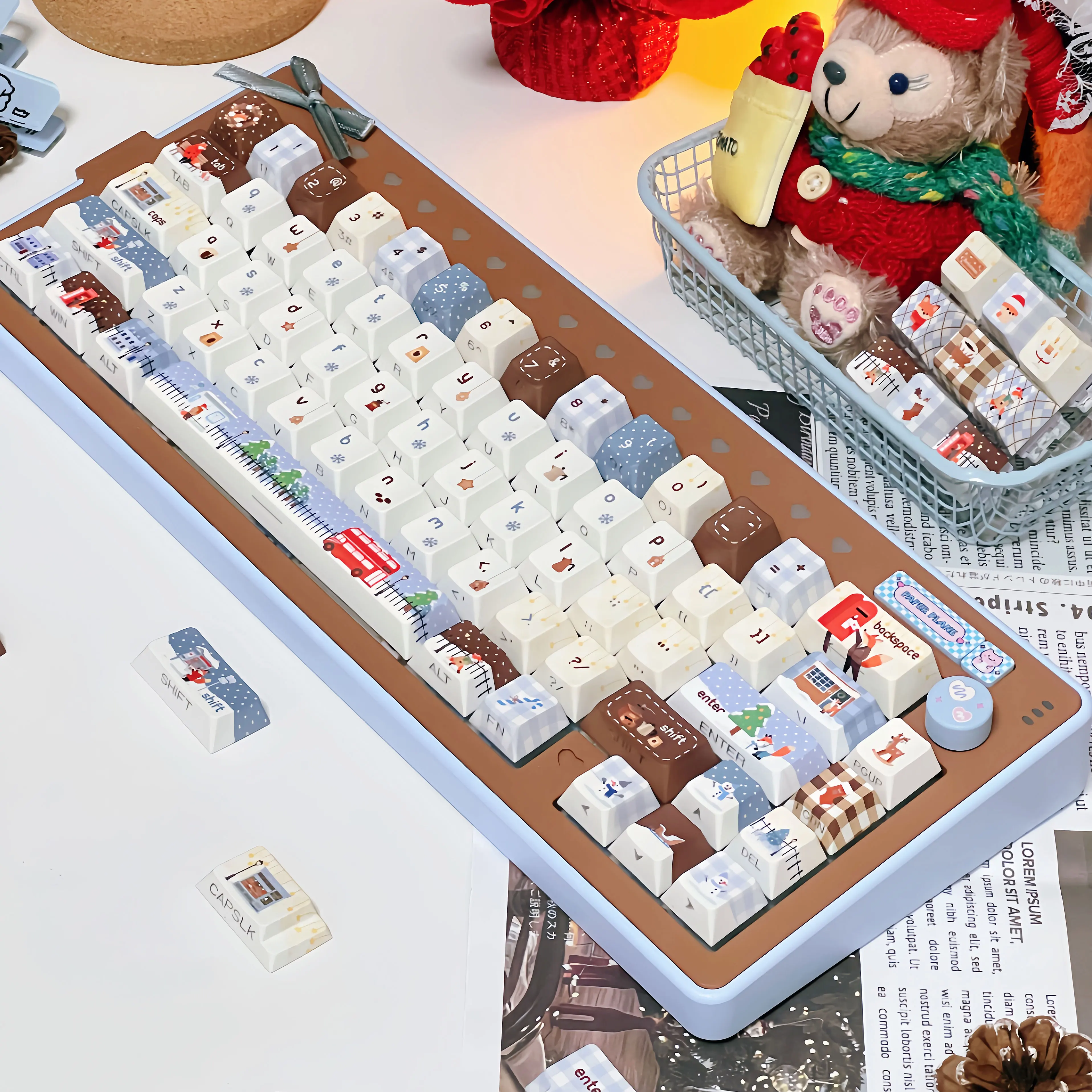 

120 Keys Five Side Dye Sublimation PBT Keyboard Key cap Winter Song Cherry/MOA Profile Keycaps for MX Switches Keyboard