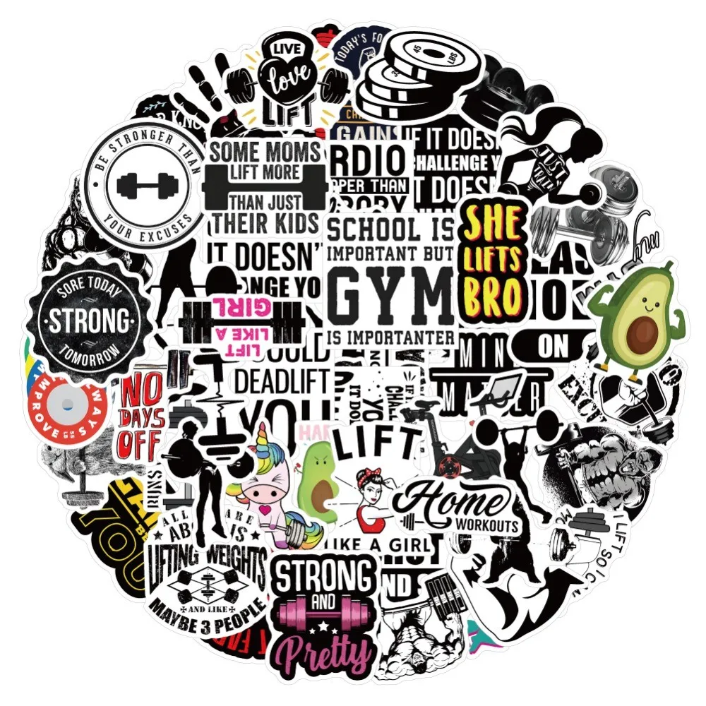 55Pcs Fitness Motivational Quote Stickers Workout Positive Text Waterproof Decals for Luggage Journal DIY Decor Papery Pop Store