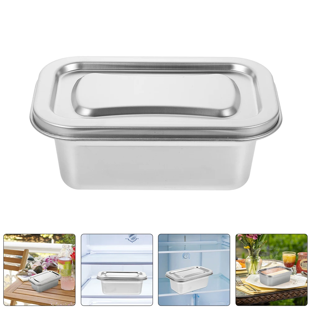 

2pcs Stainless Steel Ice Cream Storage Box Airtight Container Large Capacity Kitchen Fridge Organizer Reusable Fresh
