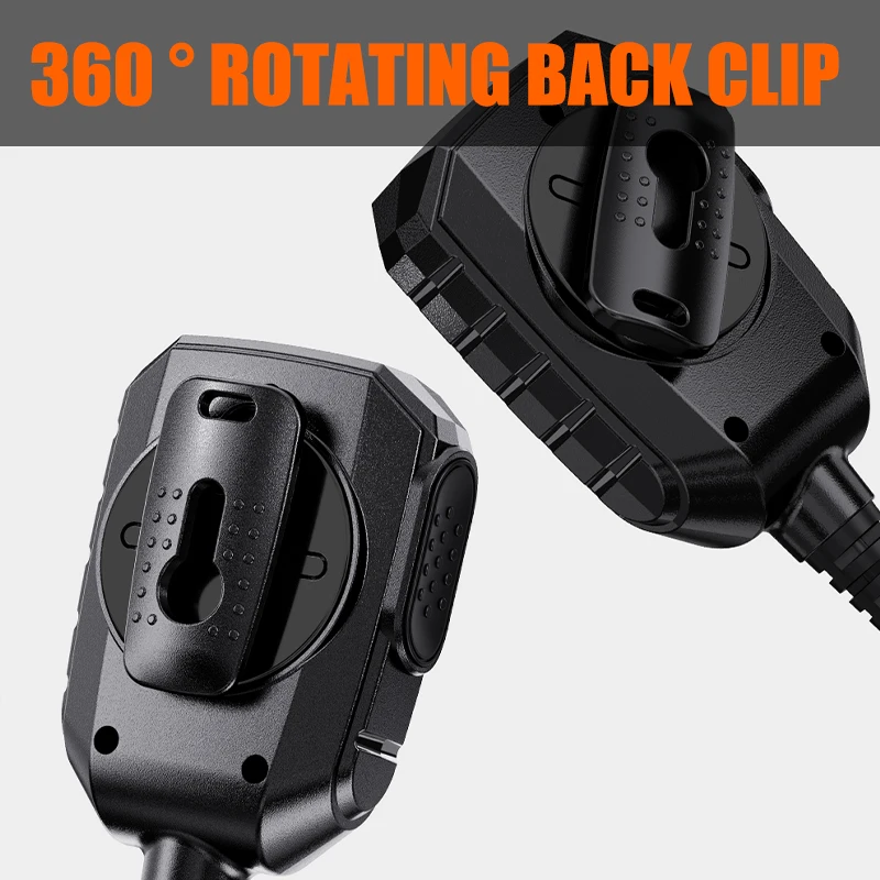 Altavoz de micrófono walkie talkie de mano profesional M6 con IP54 resistente al agua 360 °   Clip giratorio Botón PTT grande K-head