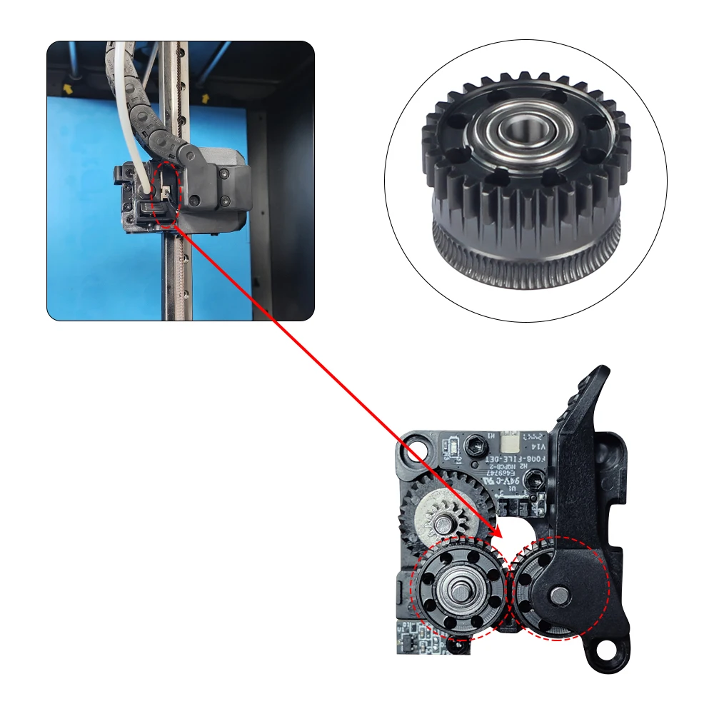 Für Creality K2 Plus, verbessertes Extrusionsgetriebesatz, hitzebeständiges Nickel-DLC-beschichtetes Material für K2 Plus