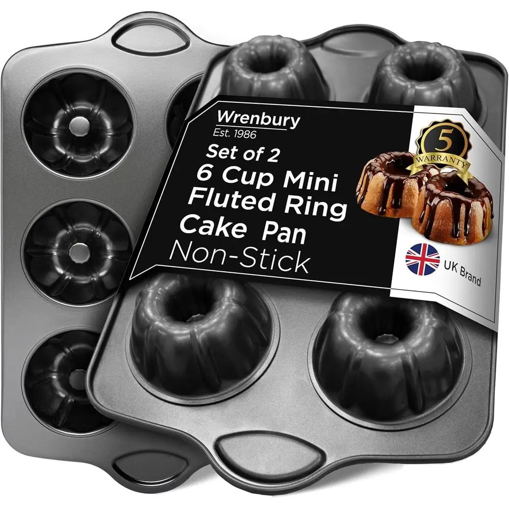 

Set o 2 Nonstick Mini Buntz Cake Pan Non Stick or Bg - 6 Cup Bundlette luted Cake Tin or Small Cakes - POA ree and Dishwasher Sa