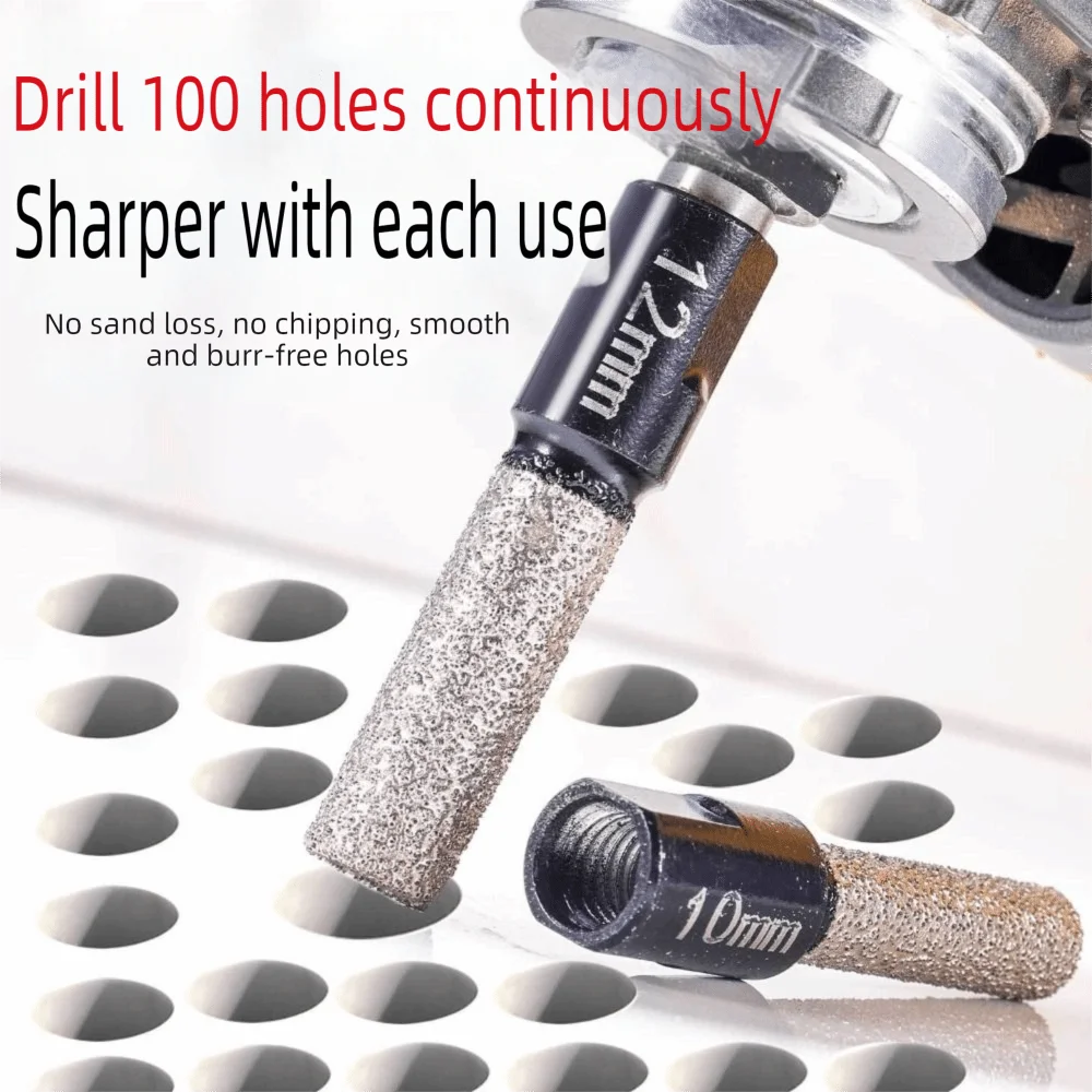 Broca de muela abrasiva soldada por diamante M10, amoladora angular portátil de 6-12mm, broca de perforación en seco, broca de amoladora angular