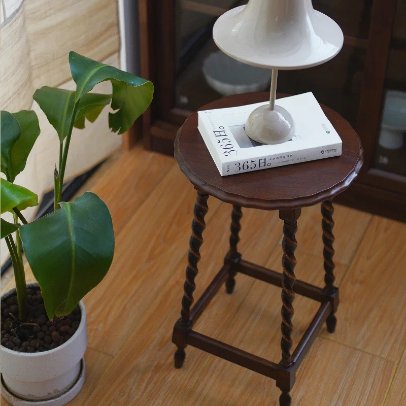 Walnut Retro Coffee Tables: Mid-Ancient Solid Wood Living Room Tables, Decoration, Tea Tables, Bedside Flower Stands