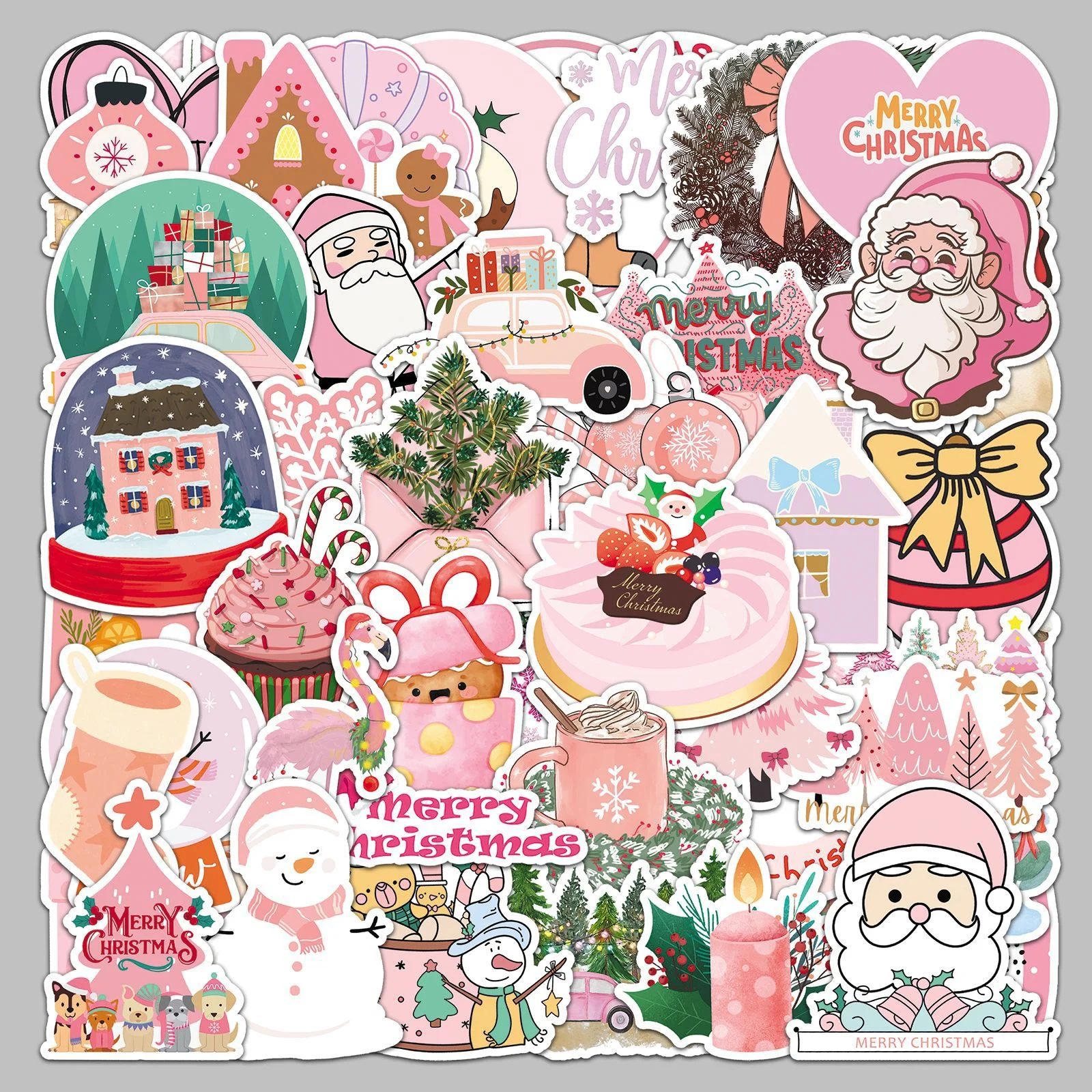 50 個シートクリスマスステッカーペット透明防水 Diy 装飾手作りアカウント電話ケース水カップタブレットステッカー